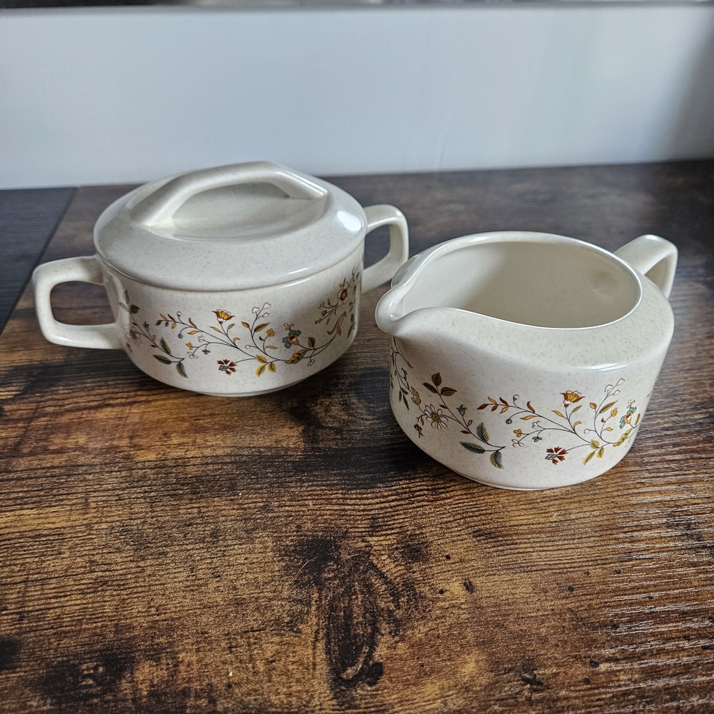 Merriment Temper Ware By Lenox Vintage Floral Cream and Sugar Set